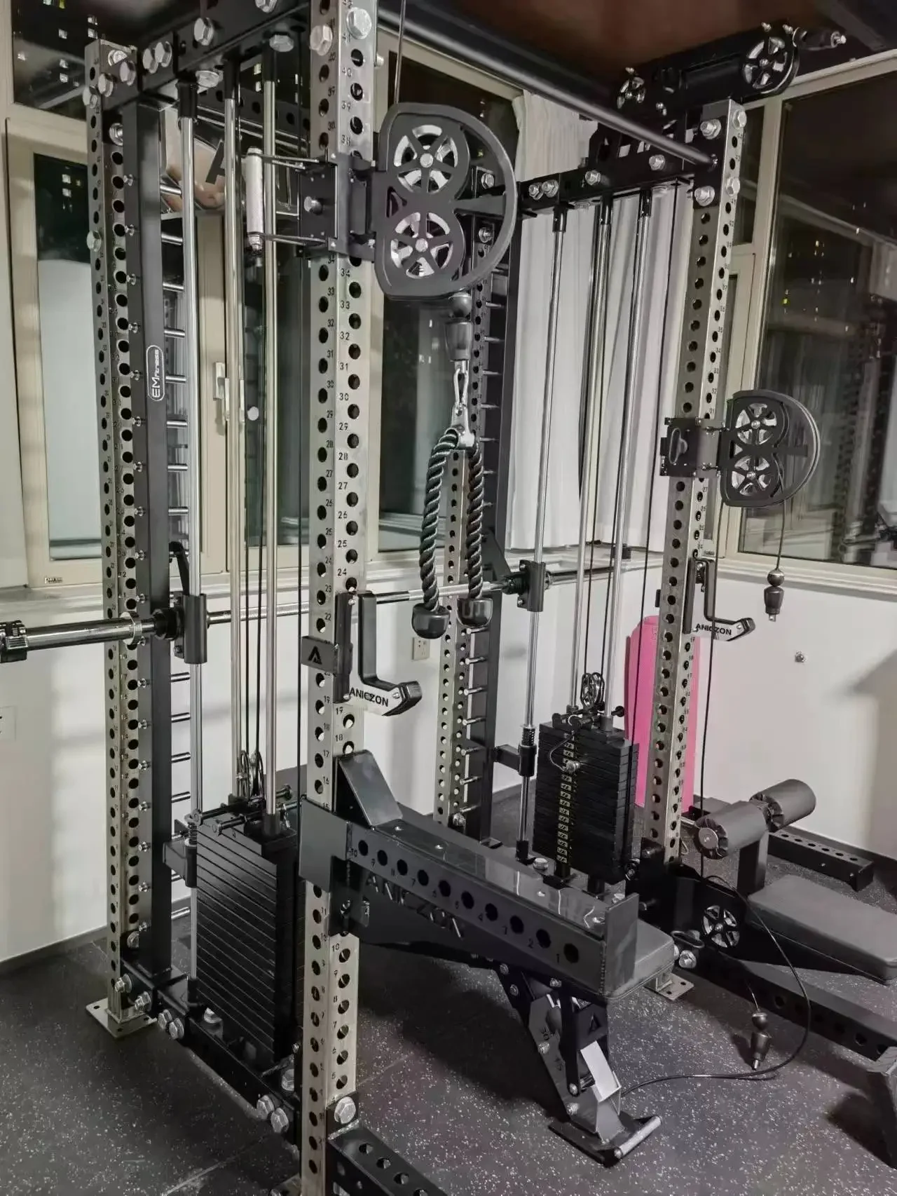 Aniczon gimnasio fitness equipo smith máquina comercial multifuncional fuerza power rack