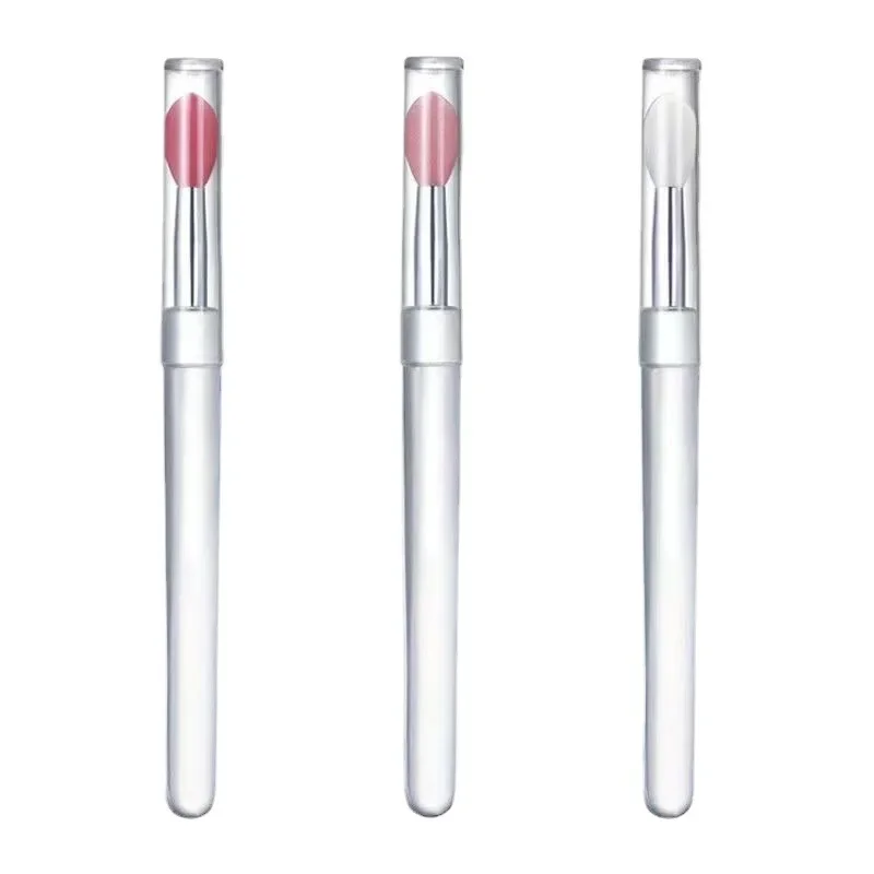2PCS Reusable Silicone Lip Brush With Cover Multifunctional Makeup Tool for Lipstick Lipgloss Lip Balm Soft  Applicator Brushes