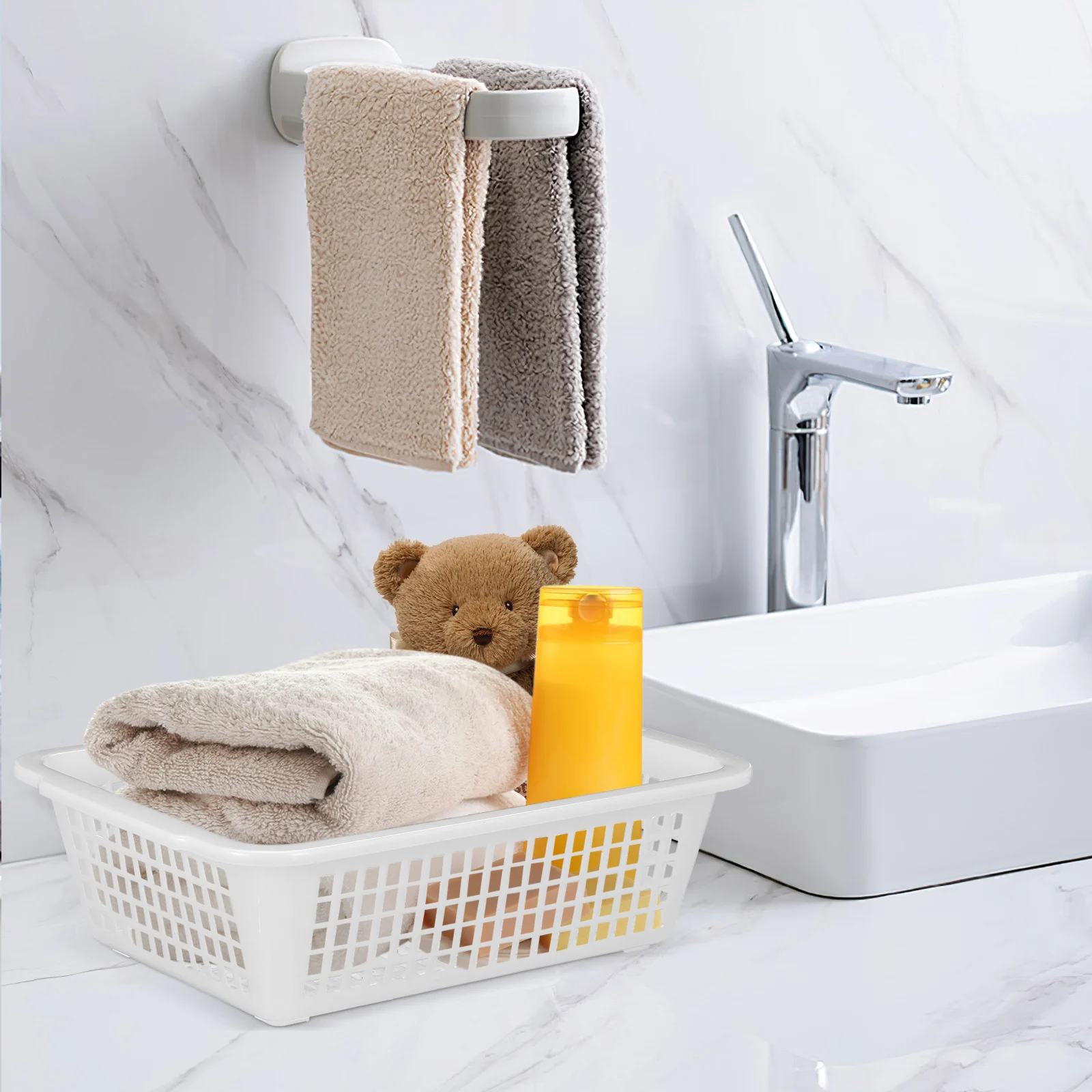 

4Pcs Draining Baskets Abs Material Durable Rectangular Design MultiFunctional Storage Containers Wear Resistant Kitchen Baskets