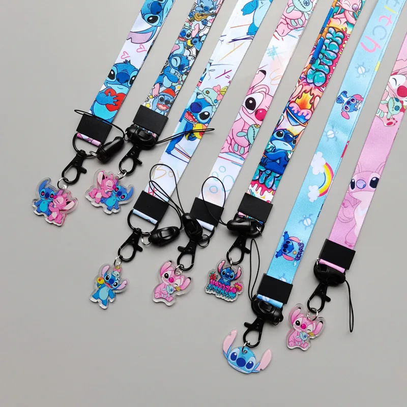 

Stitch Anime Phone Lanyard Polyester Neck Strap Heat Transfer Print Stitch Keychain for Phone