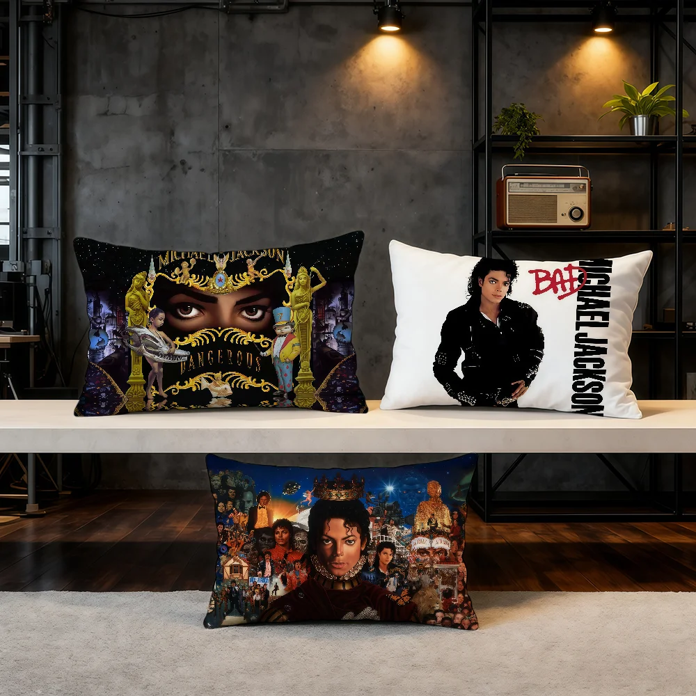 M-Michael J-Jackson-ES Singer Cushion Cover Hit Product Home Sofa Living Room Double-Sided Soft Decorative Pillow Cover