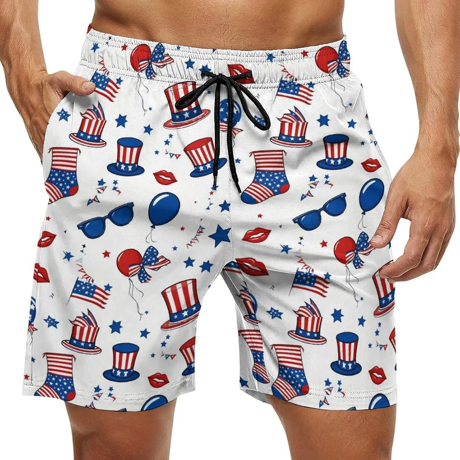 Men's Trunks 3D Printed Quick Dry Mesh Lining Summer Holiday Beach Board Shorts