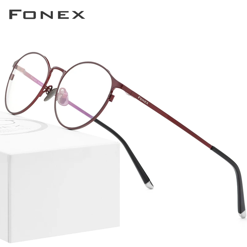 FONEX Pure Titanium Glasses Frame Women 2024 Men Vintage Round Eyewear Eyeglasses Retro Frames 8501