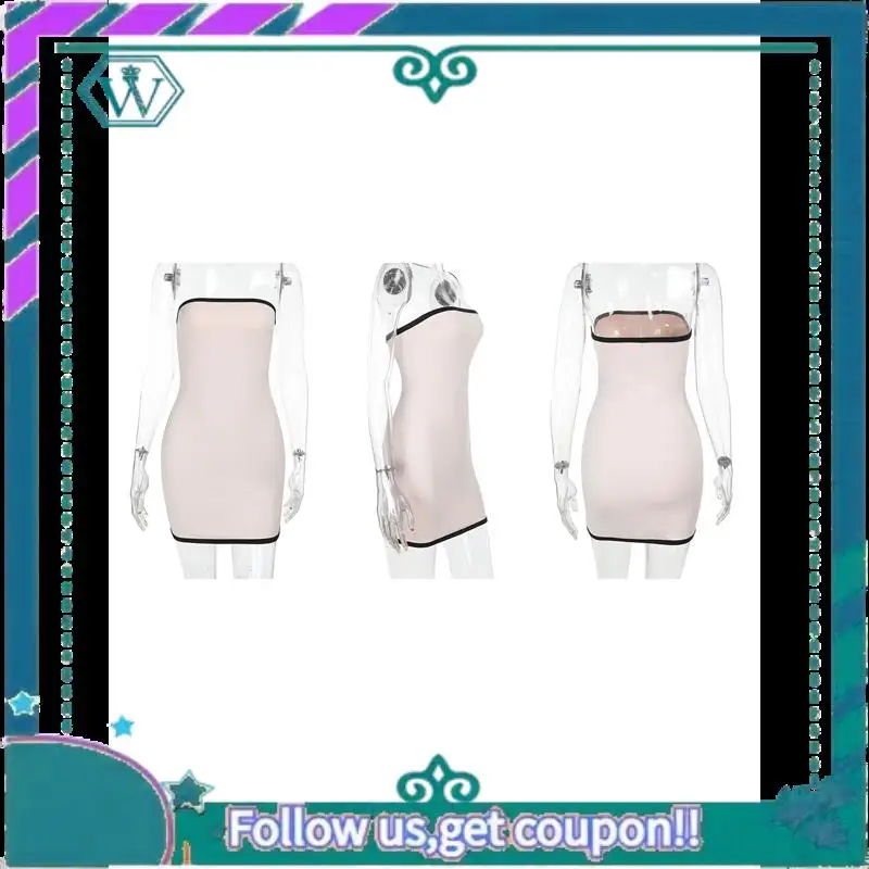 A09P Women's Stretchy Strapless Bodycon Mini Dress