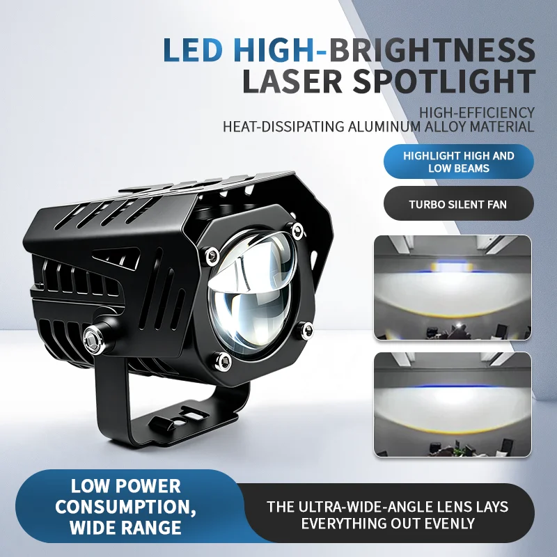 Q35 Waterproof 12-80V 50W Dual-Lens Matrix Small Steel Cannon Spotlight, External Light for Motorcycle & Electric Vehicle