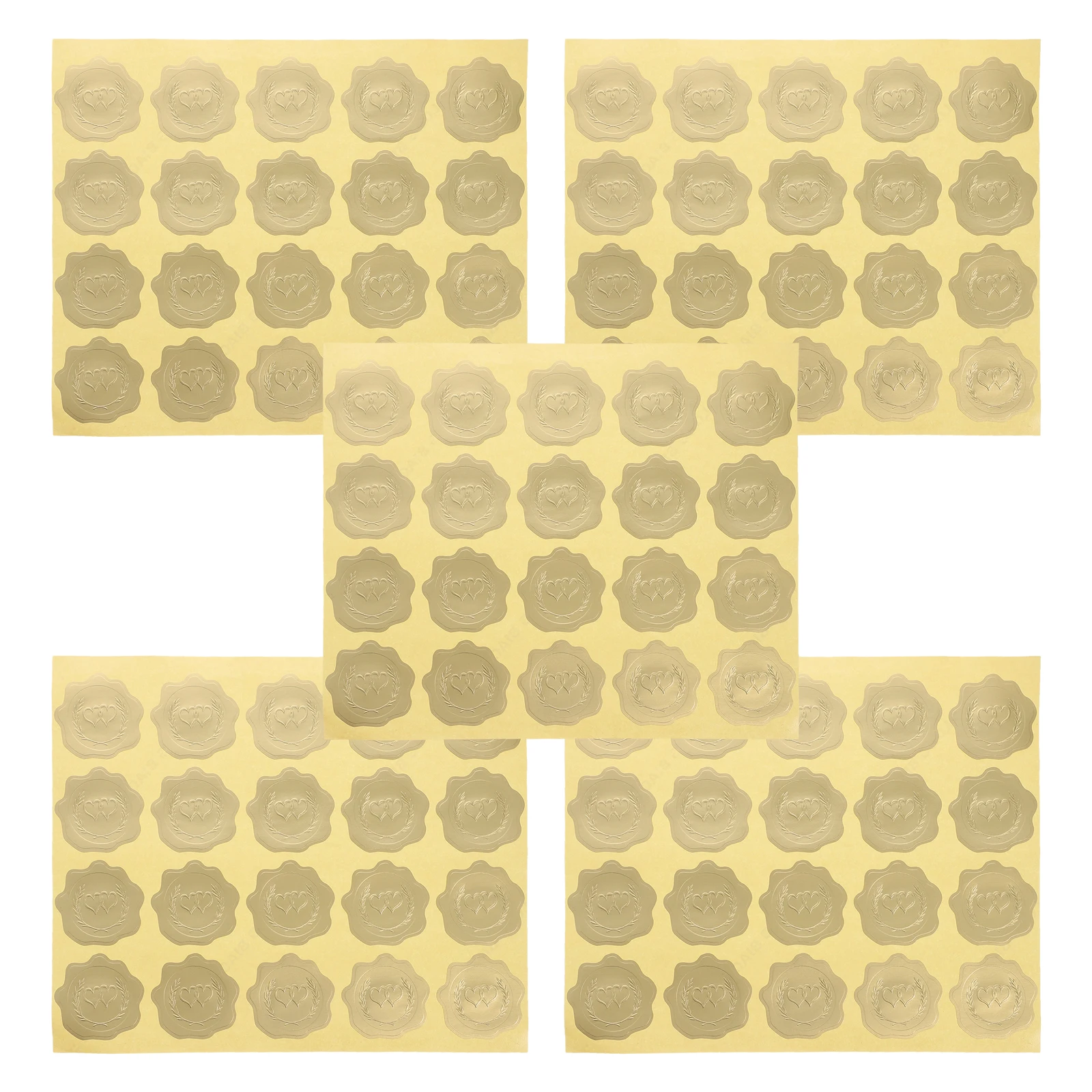 

5 Sheets Envelope Concave and Convex Self-adhesive Stickers Gift Tags Happy Kraft Paper Seal