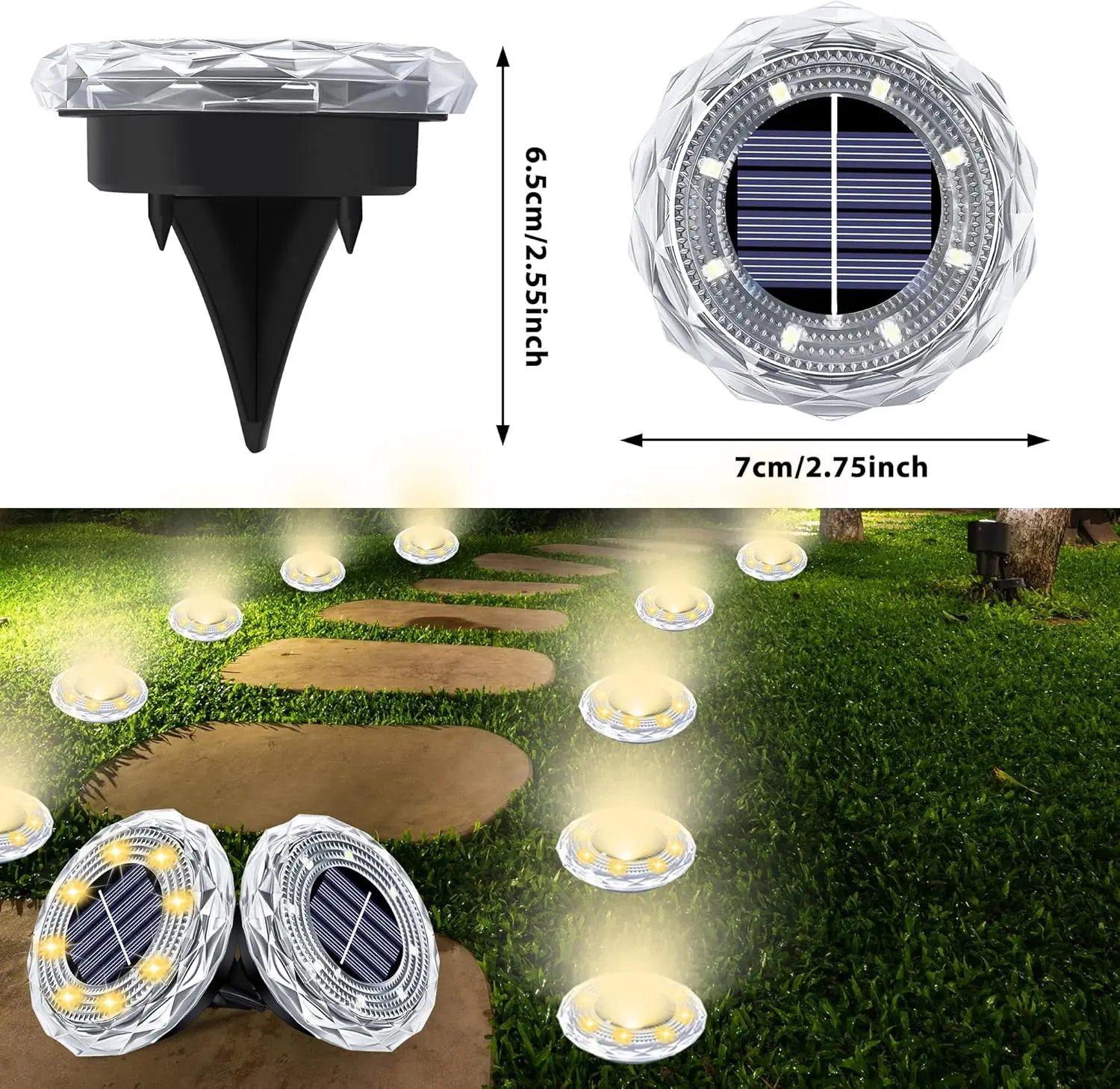 4/8/16PCS Solar Lights Outdoor 8 LED Solar Underground Lamp Spotlight Warm White Solar Buried Light for Yard Garden Lawn Pathway
