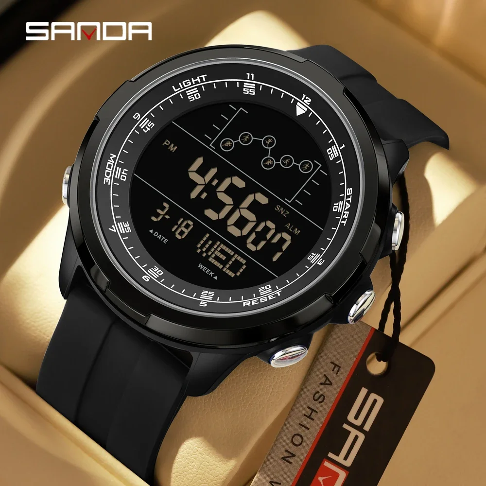 SANDA 9092 Men's Digital Watch Luminous Countdown Alarm Clock Calendar Outdoor Sports Watches for Man Relógios Masculino