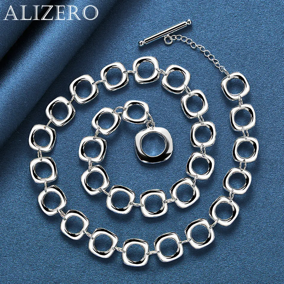 ALIZERO 925 Sterling Silver Necklace 20 inch Squares Chain Necklaces For Women Men Fashion Wedding Party Jewelry Gifts