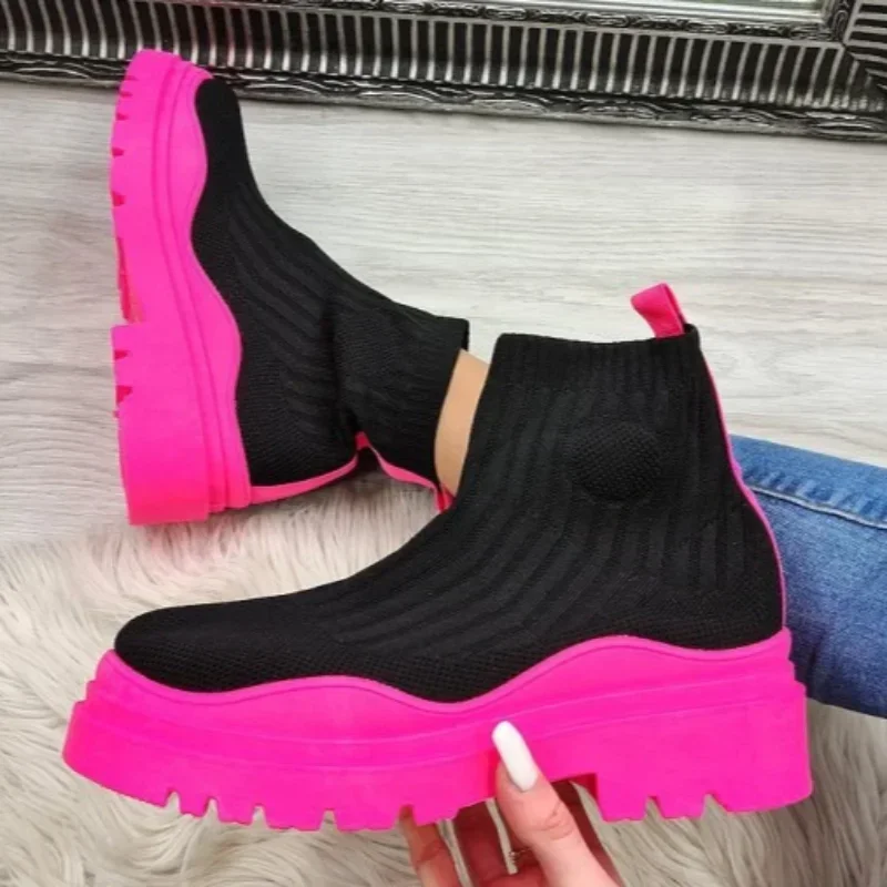 

Hot Seller Women's Socks Shoes Spring Autumn New Fashion Breathable Casual Wedges Platform Ankle Boots Zapatos De Mujer