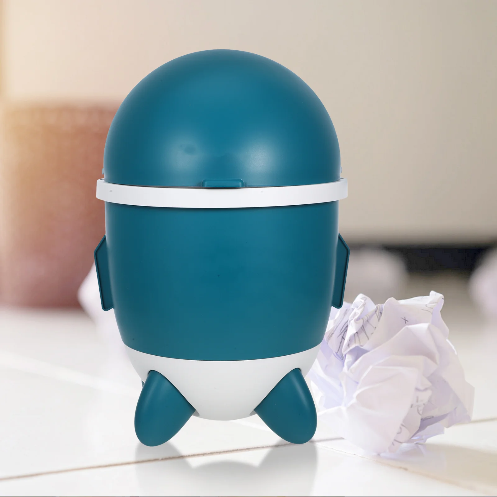 

Rocket Shaped Large Capacity Plastic Garbage Bin Desktop Wastebasket Multifunctional For Home Office Kitchen Bedroom Vanity