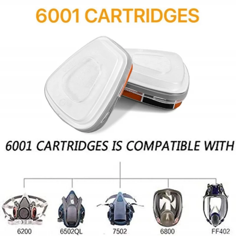 

Замена фильтра с активированным углем 6001, подходит для респираторов, 2 независимых фильтра, подходит для 6100/6200/7501/7502/6502