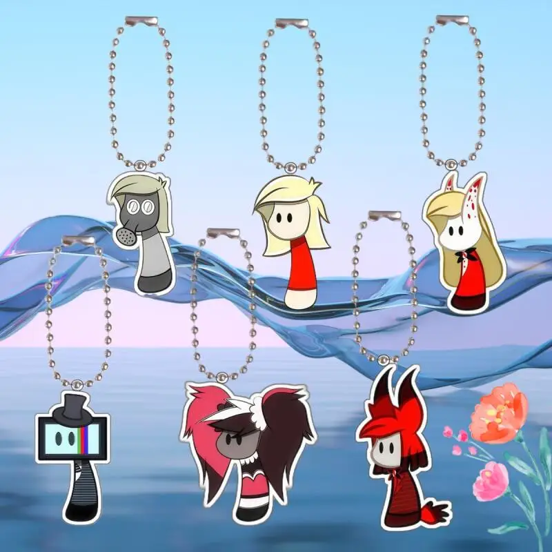 

Anime Cartoons Acrylic Key Ring for Charlie Vaggie Velvette Alastor Husk Sir Pentious Chibi Version Acrylic Key Buckle Pendant