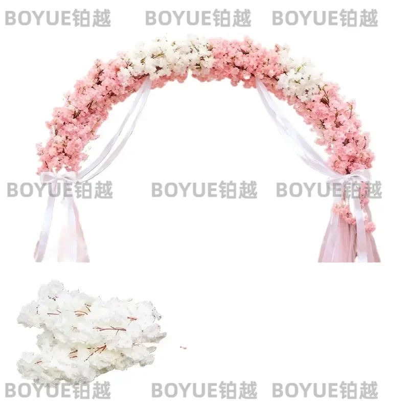 100Pcs 140-Heads Wedding Party Store Store Wedding Arch Decorate Fake Flower Silk Hydrangea White Branch Home Decor