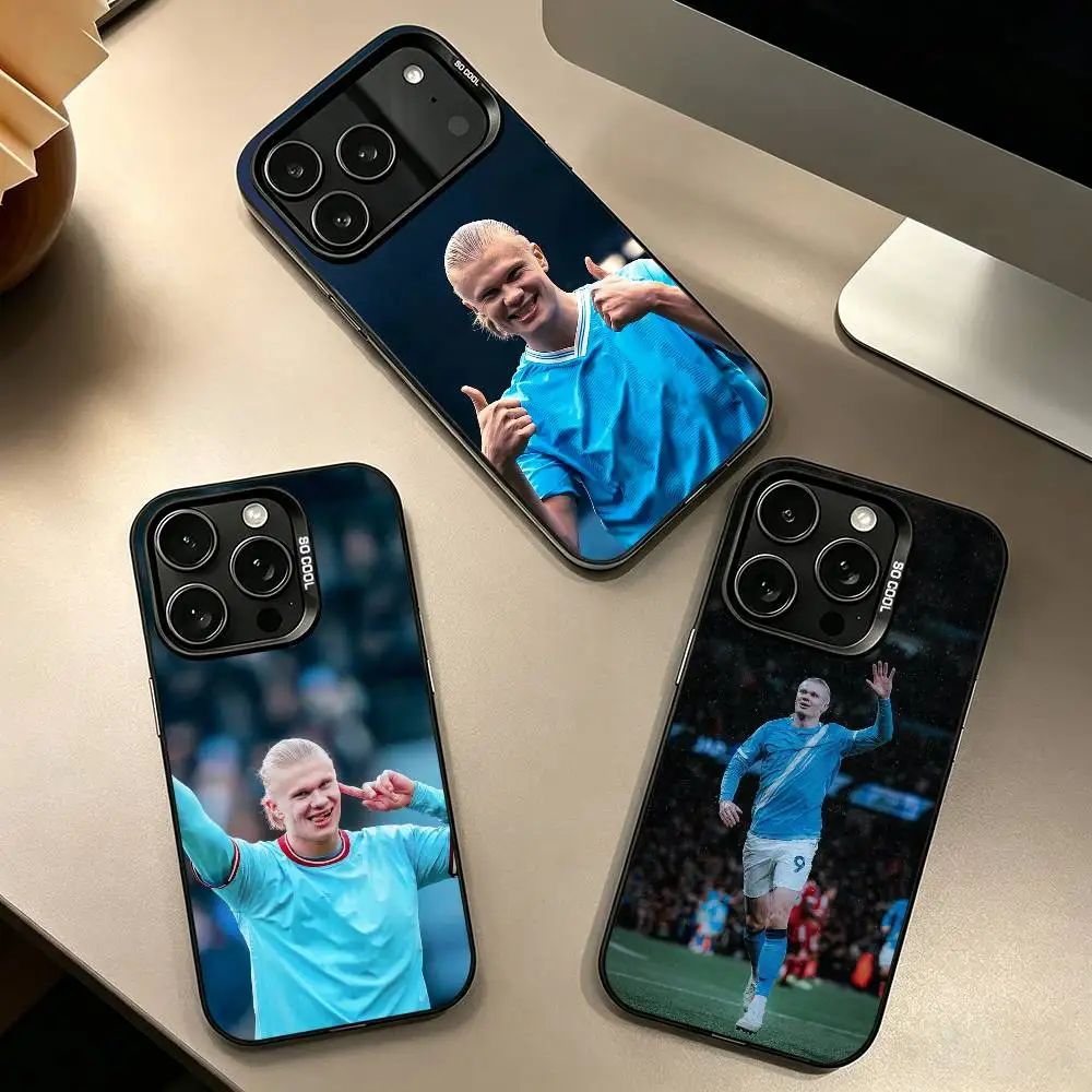 

F-Football E-Erling H-Haaland Phone Case For iPhone 17,16,15,14,13,12,11 Plus,Pro Max,XS,Colorful Silver Black Cover