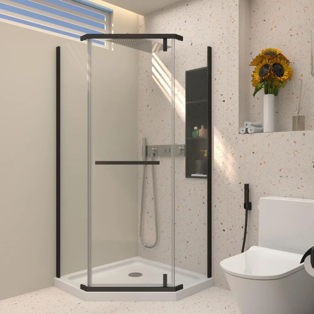 

Shower Doors,1/4" (6mm) Tempered Glass Frameless Pivot Shower Door, 34 3/4"-35 9/16" W X 72" H Shower Doors