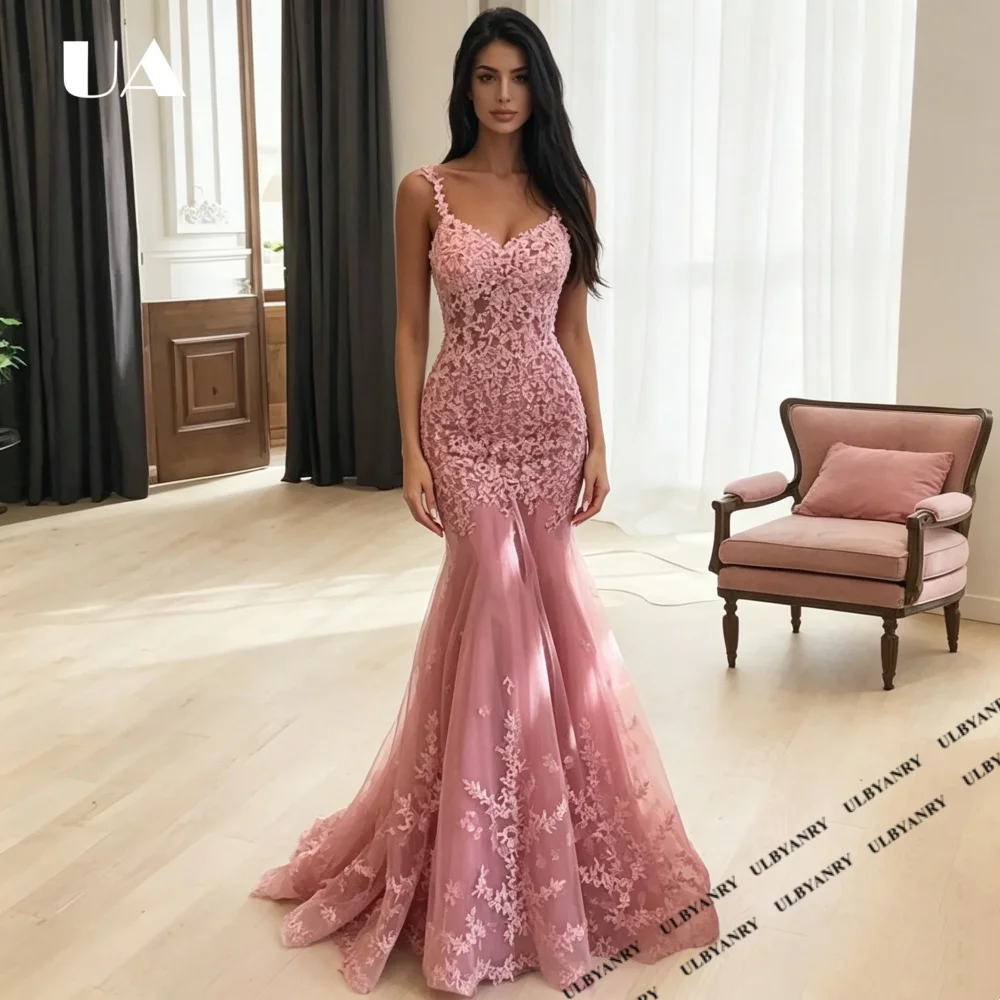 

ULBYANRY Exquisite Mermaid Appliques Evening Dress Glamorous Spaghetti Strap Prom Dress Elegant Slim Fit Customized Party Dress