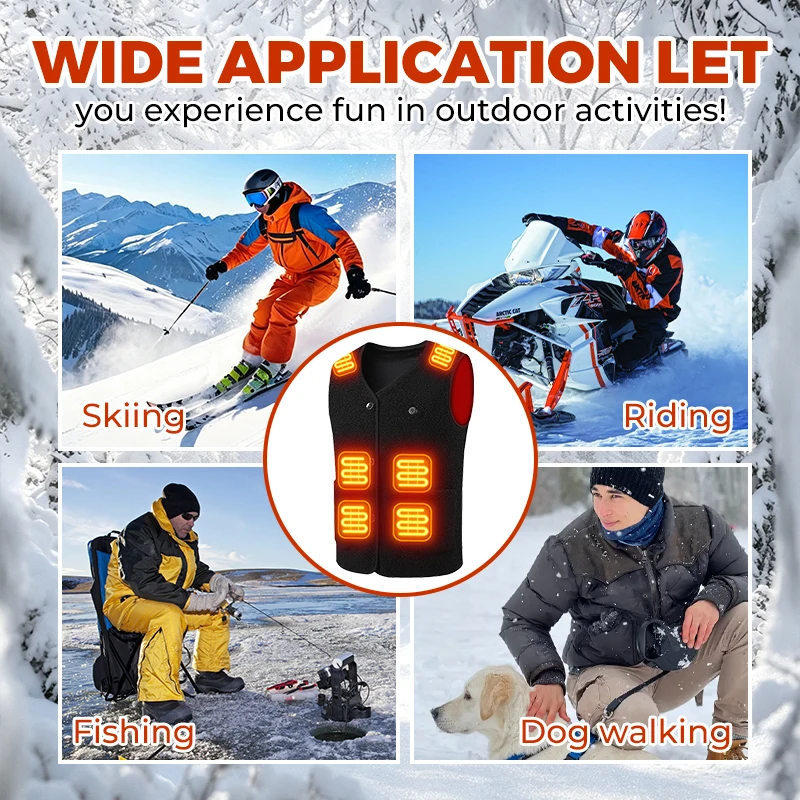 16 Heizzonen, wärmende Weste, elektrisch, USB-Ladefunktion, schnelle Aufheizzeit, waschbar, Wintermantel für Damen und Herren, geeignet für Outdoor-Aktivitäten wie Skifahren, Angeln und Reiten. – Detail 8