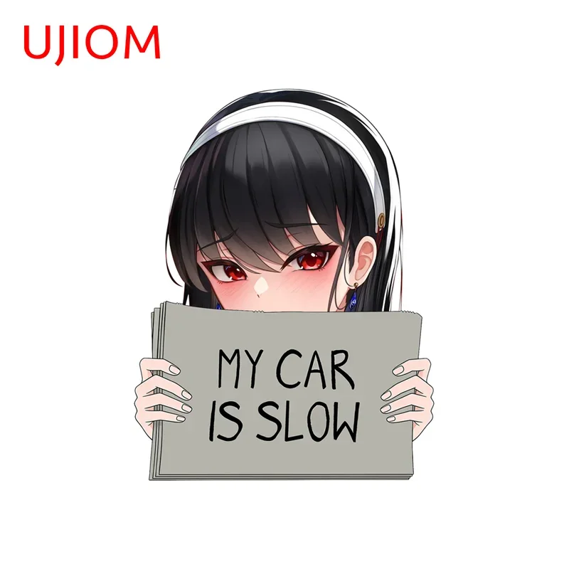 UJIOM Yor Forger Halfhead Warning Wandaufkleber „Mein Auto ist langsam“ mit individuellem Textaufkleber, kreative Persönlichkeit, einzigartige Tapeten