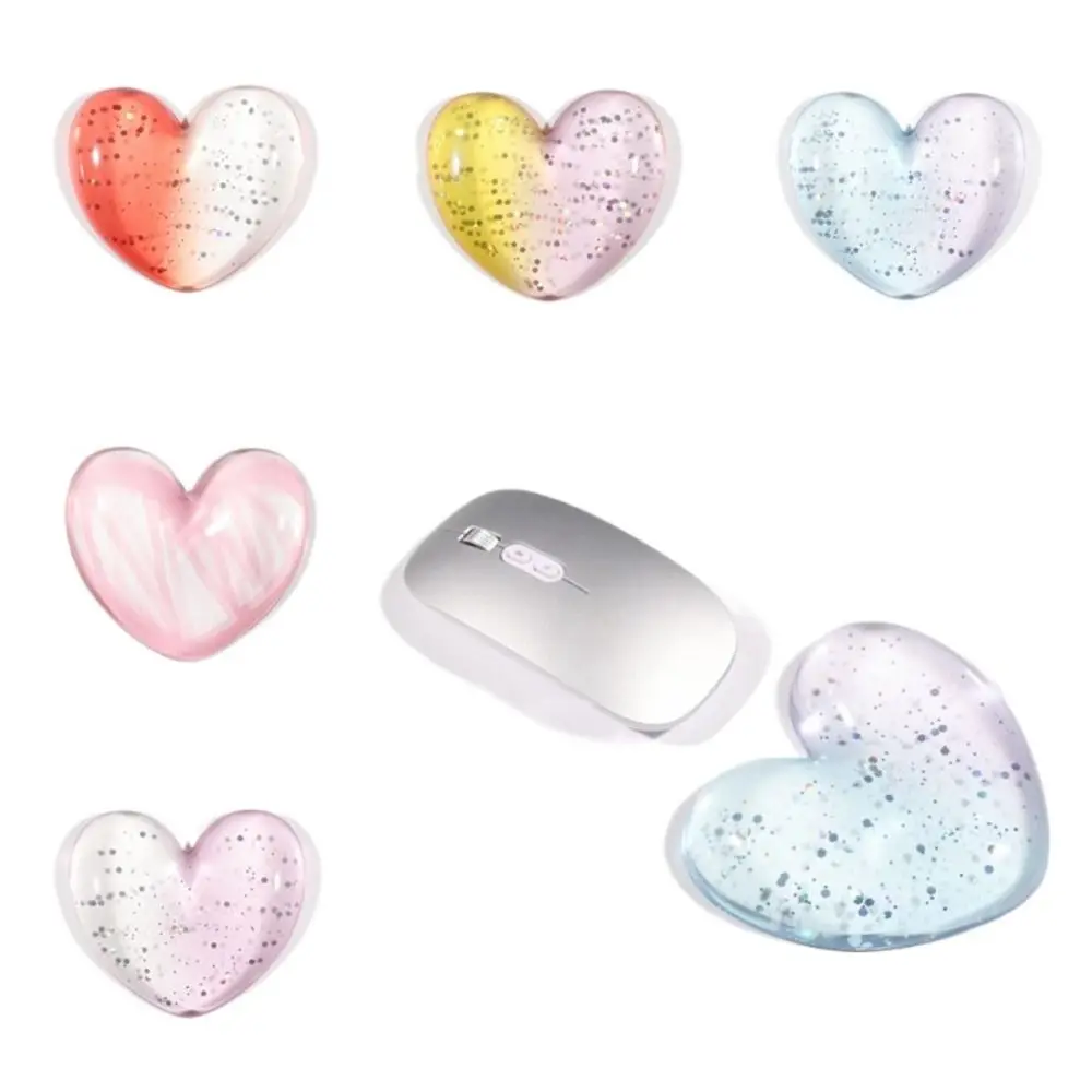 New Heart Shaped Clear Wrist Rest Pad Hand Pain Relief Silicone Mouse Wrist Rest Comfortable Non-Slip Mouse Pad Universal