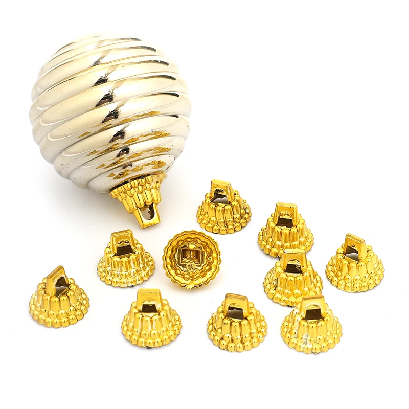 100pcs Gold Silver Christmas Ball Caps for Xmas Tree Ornament Removable Metal Hanger Navidad New Year 2024 DIY Home Decoration