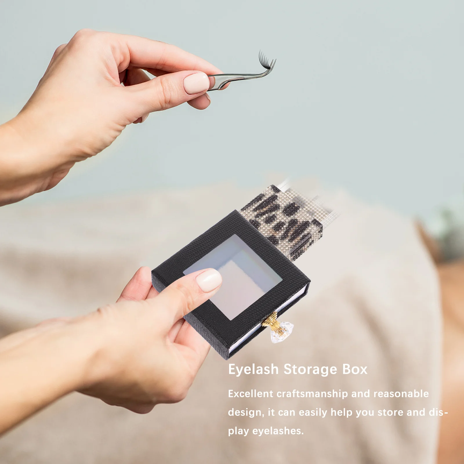 Boîte de rangement de cils, 1 pièce, organisateur vide carré avec tiroir de fenêtre pour la Protection des faux cils, étui d'emballage de cils à la mode