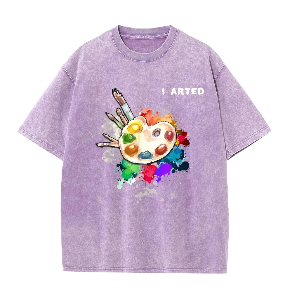 I Arted Funny Art Cool Graphic Colorful Artist Gift T-Shirt Small Haikyuu Camisas De Hombre Ropa Round Neck Men Quote Tee
