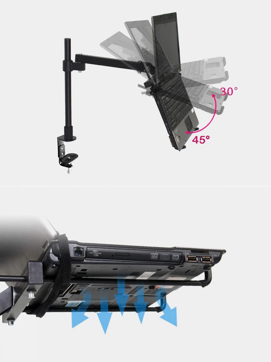 Height Adjustable Desktop Clamping 11-15 inch Laptop Holder Full Motion Cooling Lapdesk Notebook Holder Brakcet  Tablet PC Stand