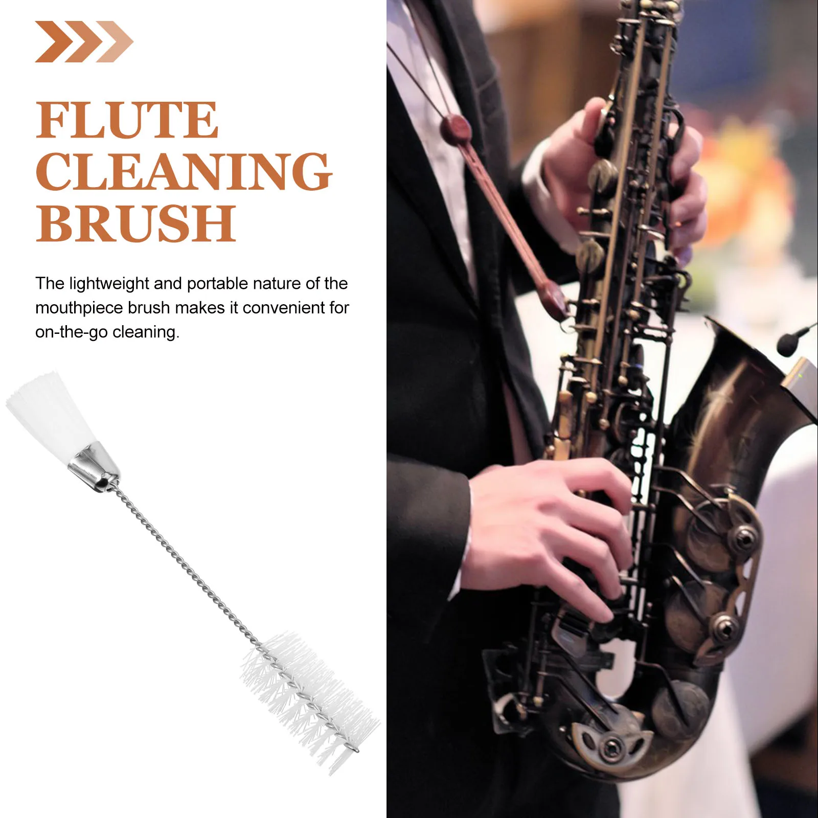 

2Pcs Instrument Cleaning Brush Long Handle Dual Head Practical for Flute Saxophone Sax Cleaning Maintenance Tool