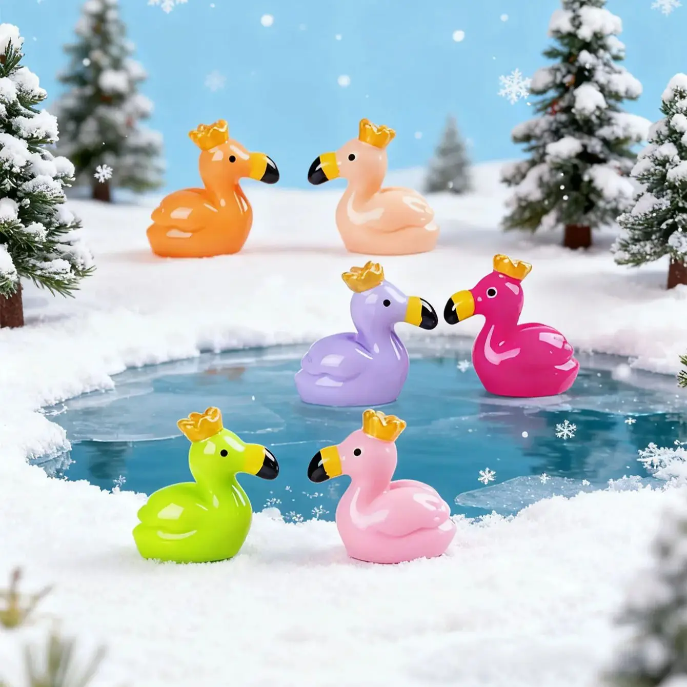 10/20PCSResin تاج فلامنغو الحلي جمع ل حديقة الجنية المشهد الصغير الزفاف محور لتقوم بها بنفسك عرض الحرفية