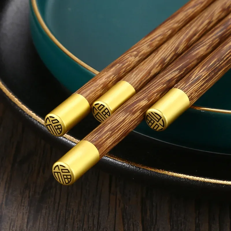 5 Pairs Stainless Steel Japanese Reusable Chopsticks Natural Wood Chopsticks Chinese Set Gift Pack Hashi Sushi Food Sticks