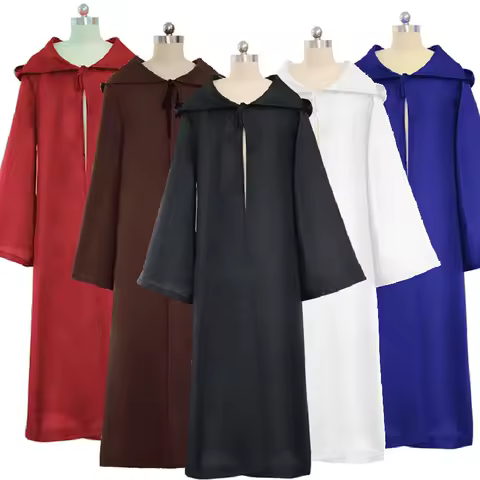 New Kids Adult Medieval Hooded Robe Monk Priest Robe Boy Halloween Cosplay Costume Black White Cloak Cape Wizard Tunic Men - AliExpress 