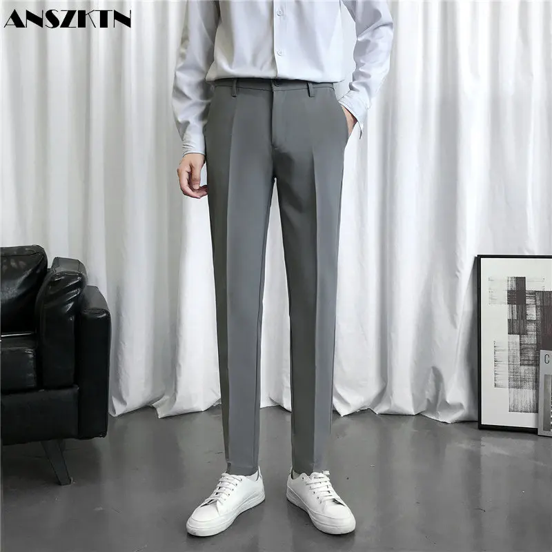 ANSZKTN Trend spring and summer new casual nine points men slim hanging long suit pants