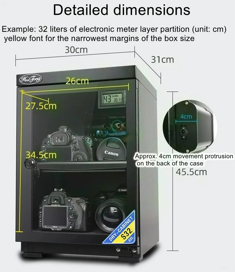 Photography camera bag drying cabinet, 32L digital camera moisture-proof box digital SLR lens drying box