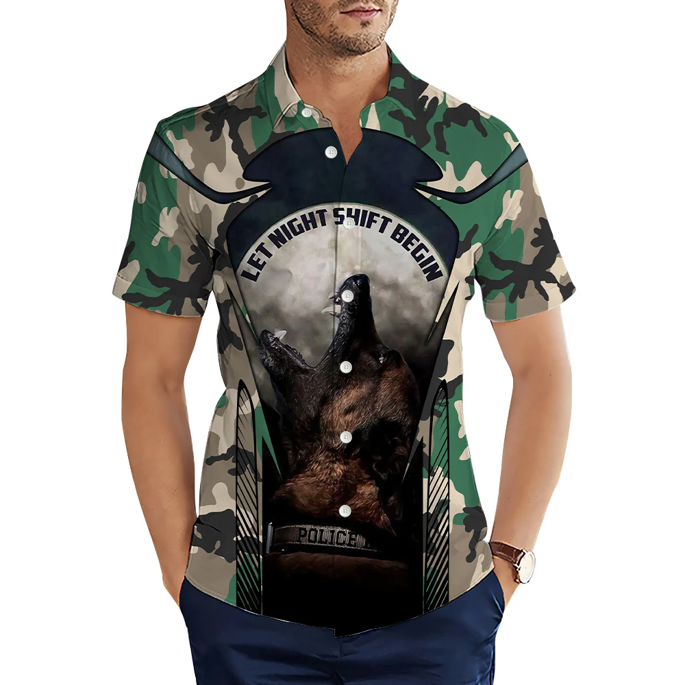 HX Moda Masculina Camisas Animais Amor Cane Corso Céu Estrelado Impresso Camisa Casual Verão Camisas de Manga Curta para Roupas Masculinas