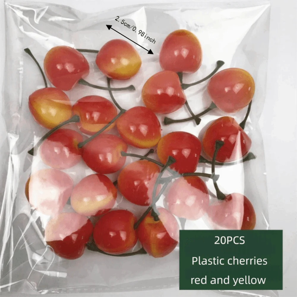 20PCS Multicolor Simulation Fruits Vegetables Plastic Photography Props Food Model DIY Accessories Fake Cherry Lemon Patoto