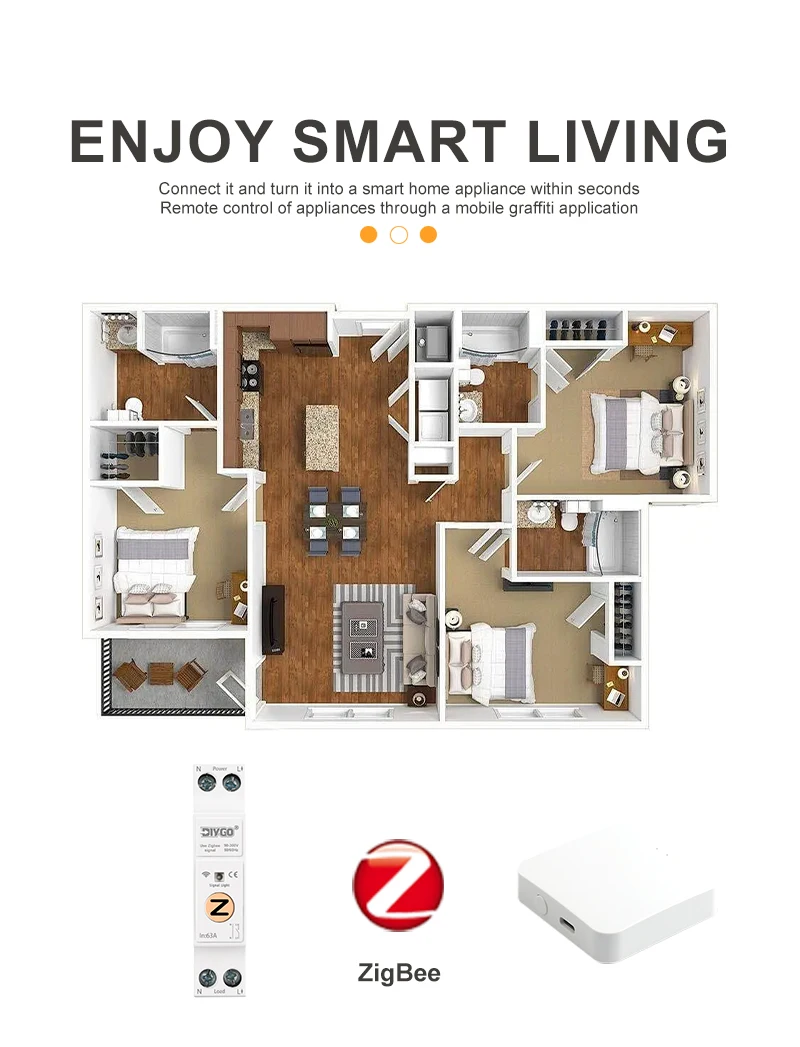 63A 1P + N ZigBee Wifi Smart Circuit Breaker DIN Schiene Power Metering Protector DGB-63Z Hause Drahtlose Stimme fernbedienung Schalter – Detail 6