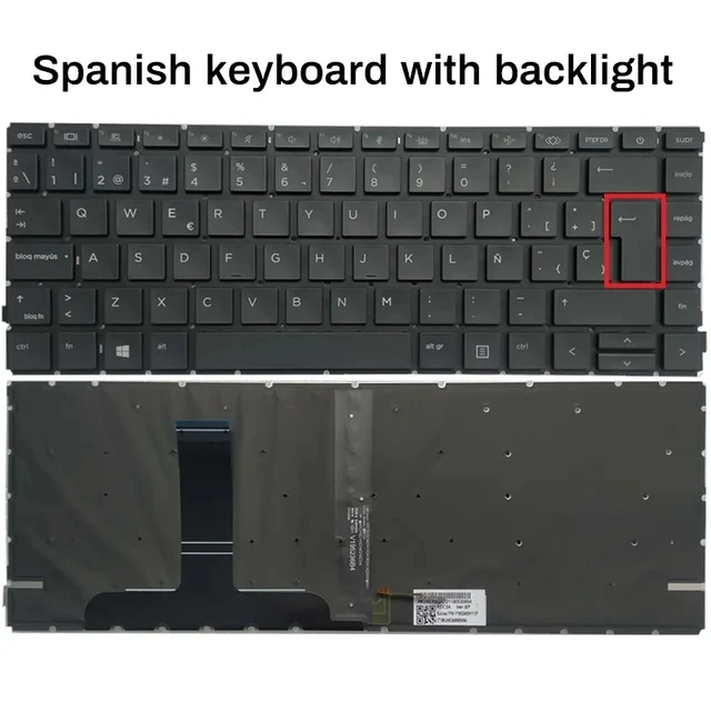 Imagem -02 - Teclado Retroiluminado para hp Probook 445 440 g8 645 640 g8 Elitebook 645 640 g9 Espanhol sp Francês fr