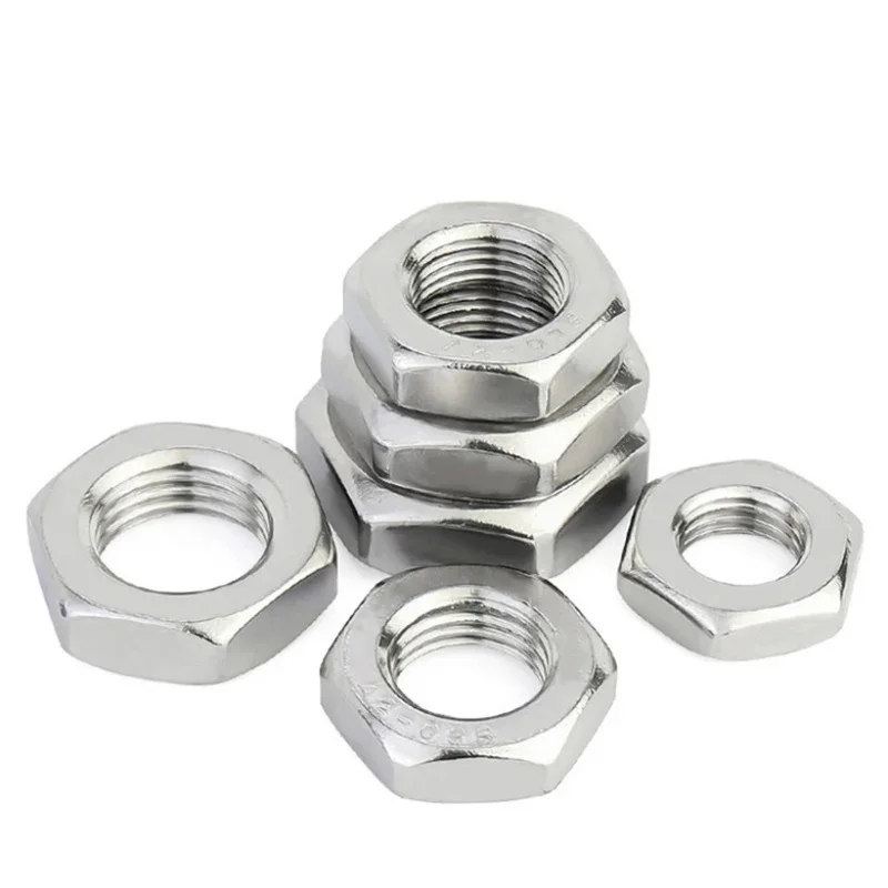 DIN439 304 Stainless Steel Flat Hex Hexagon Nut Thin Jam Nut M2.5 M3 M4 M5 M6 M8 M10 M12 M14 M16 M18 M20 M22 M24