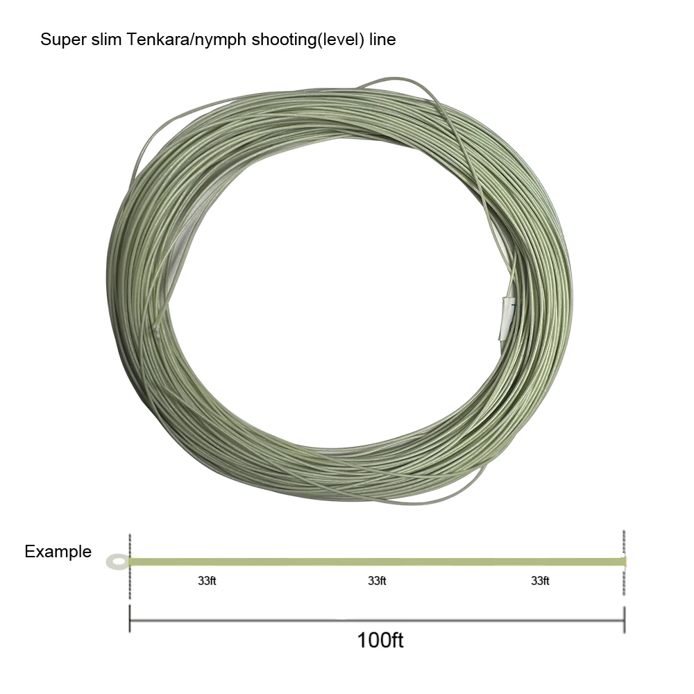 Aventik Super Slim Three Colored Tenkara Fishing Line Nymph Shooting Fly Fishing Line 0.55mm 100FT