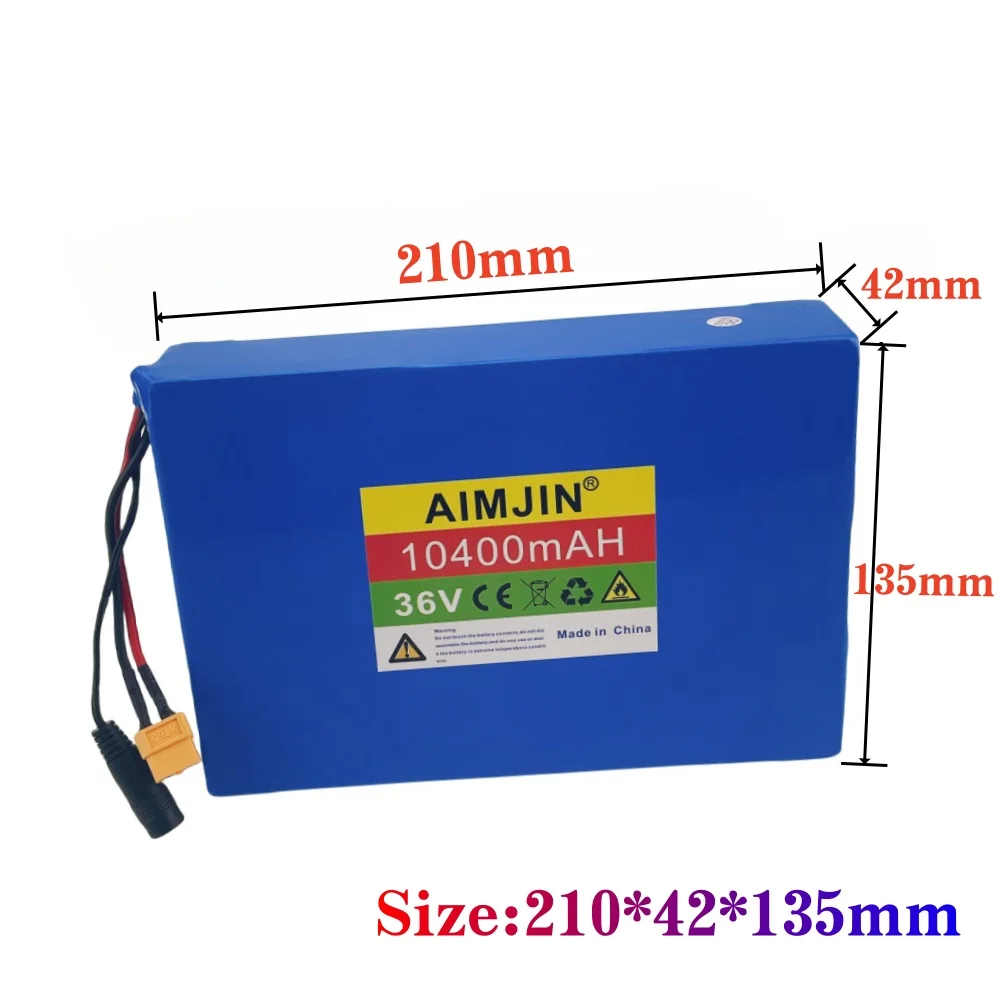 36V 10S4P 10400mAh Lithium-ion Battery Pack High Quality with BMS for Electric Bicycle Scooter Battery Replacement