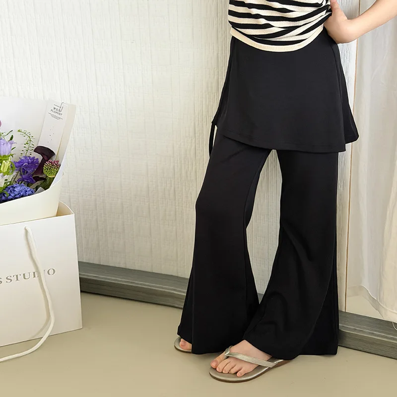 Antibacterial Cream Modal Cotton Double Face Silky Draping Excellent Skin Friendly High Elastic Two Piece Bum Cover Flared Pants