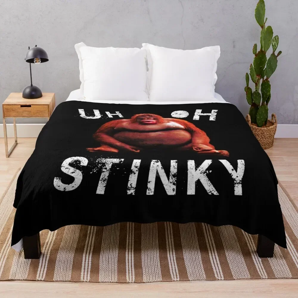 

Uh Oh Stinky Le Monke Funny Dank Meme Throw Blanket Cute Soft Plush Plaid Weighted halloween Blankets