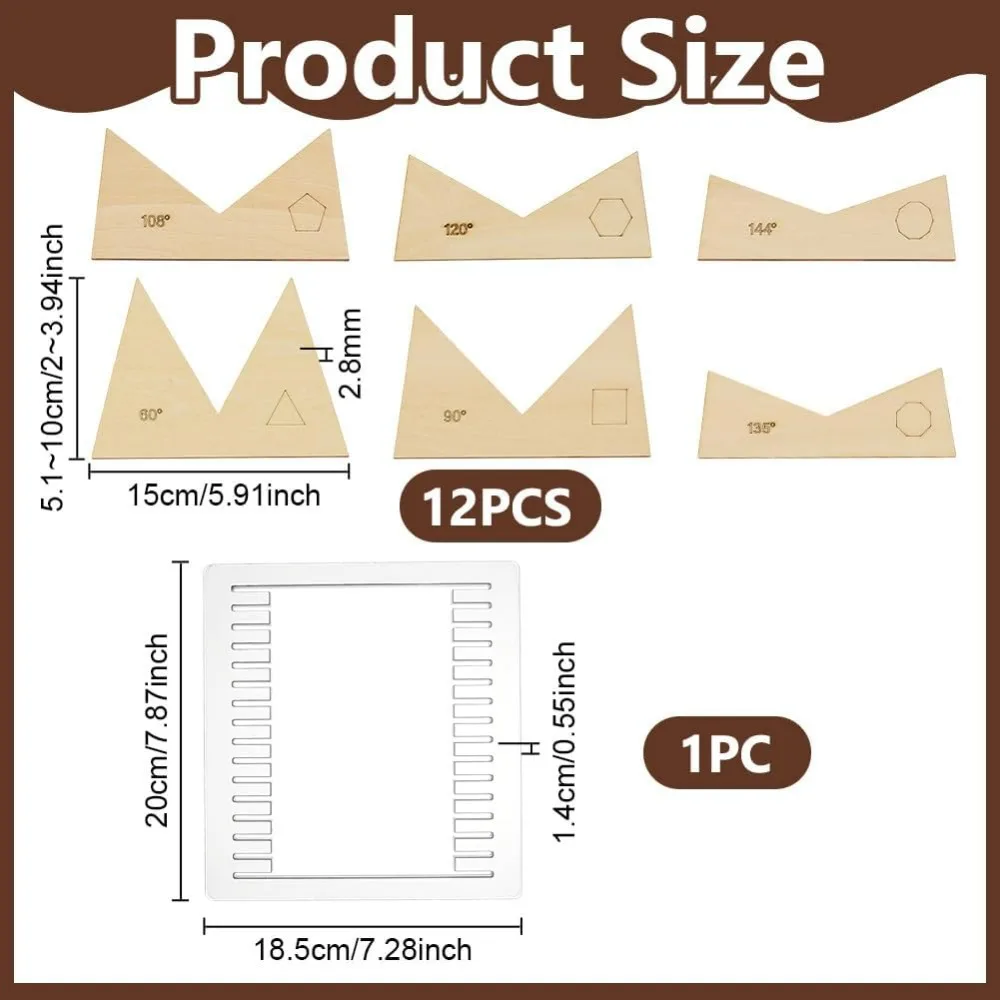 Stained Glass Wedge Tool Glass Layout Frame with 12PCS Wood Sheet Tool for Soldering Stained Glass Together at Different Angles