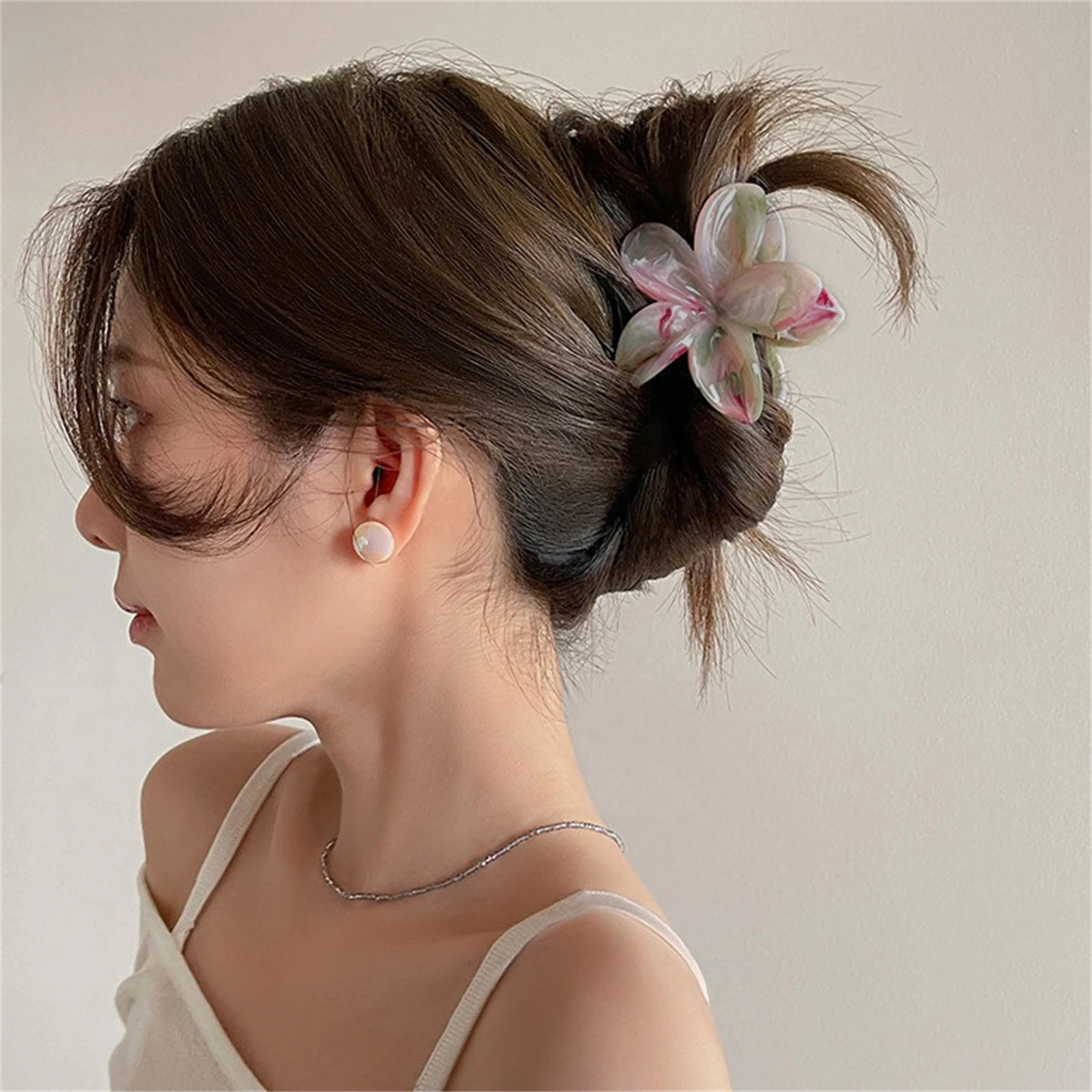 Marble Hair Claws Headwear Accessories Gradient Flower Acrylic Hair Clip Women Sweet Hair Claws Crab Clamp Barrettes Hawaiian