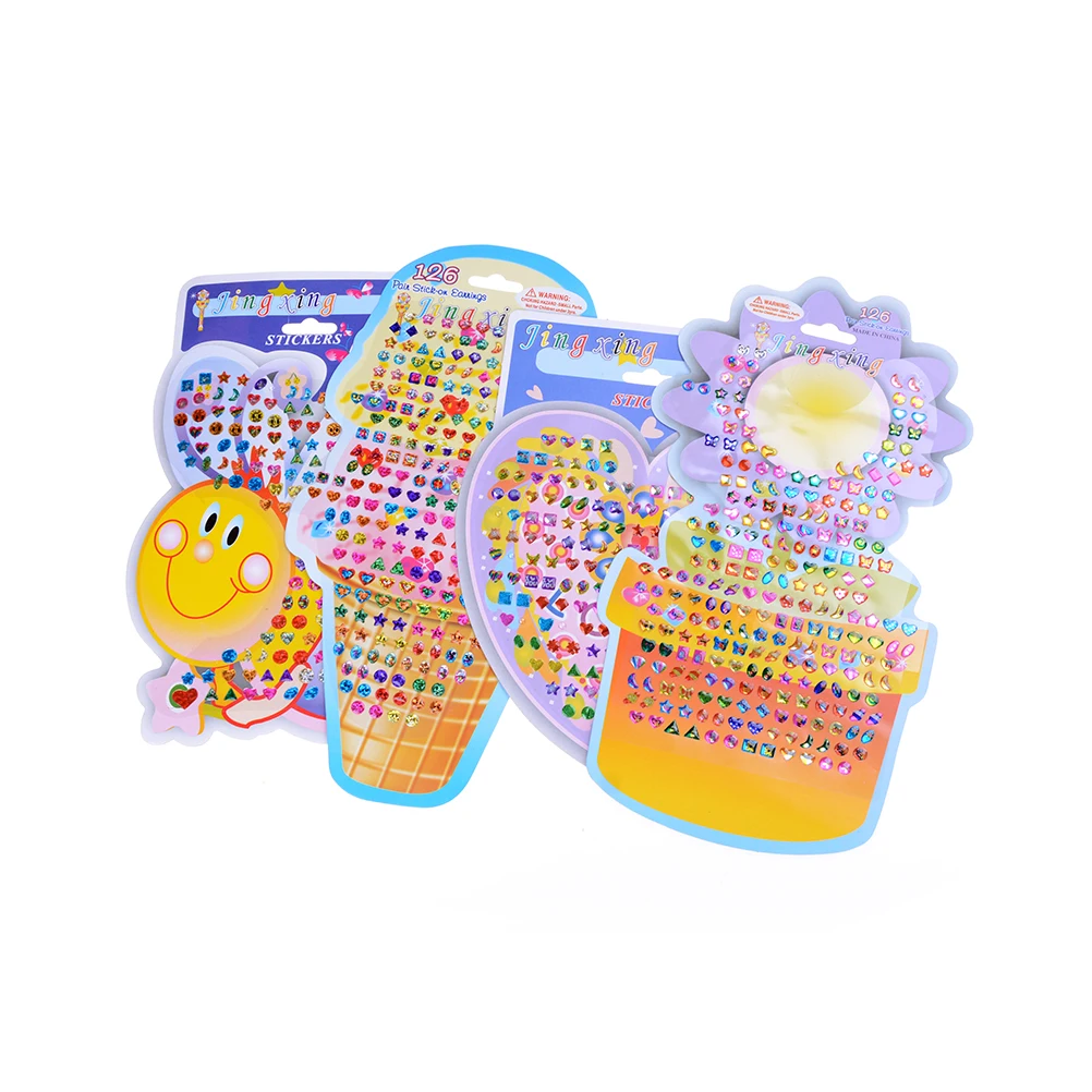 Hot 4 Stks/set Prachtige Kinderen Stickers Oorbel Cartoon Beloning Kristal Stickers Speelgoed