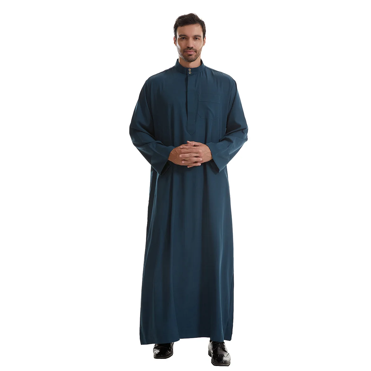 UNI musulmán Eid Ramadán hombres bata de manga larga Arabia Saudita Abaya Thobe Jubba Thoub Dubai Daffah Kaftan vestido árabe islámico caftán