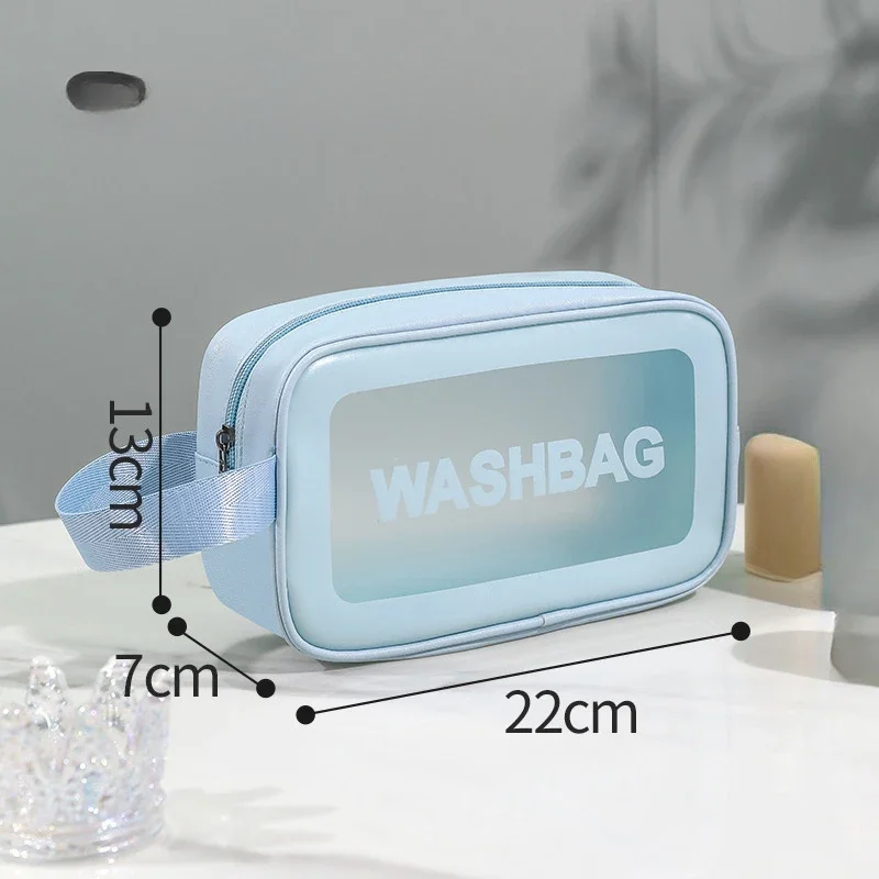 PU Frosted Waterproof Makeup Bag Large Capacity High Aesthetic Value Portable Handheld Makeup Storage Bag Wash and Swimming Bag