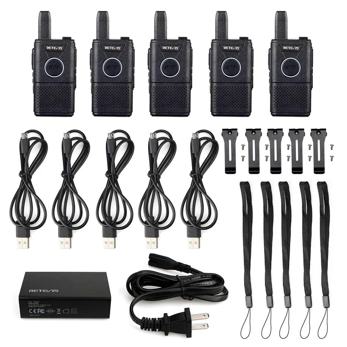 5PACK walkie talkie with USB Rapid charger Retevis RT18 mini FRS two way radio with multi charger For security business meeting