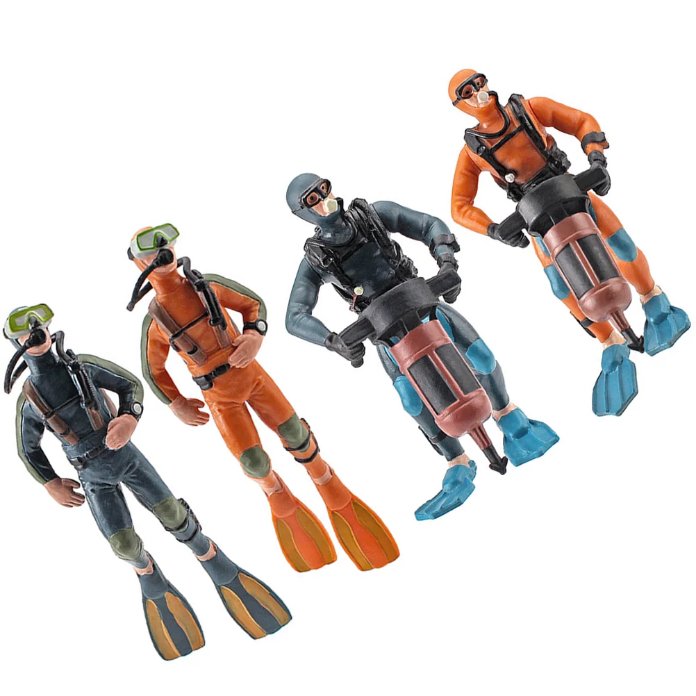 

4 Pcs Mini Diver Model Figurine Decor Tank Toy Aquarium Decorations Simulation Miniature Statue Ornament